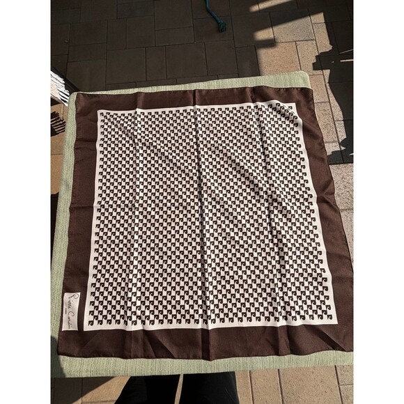 Pierre Cardin Logo Scarf Brown and White 1970s - Picture 4 of 8